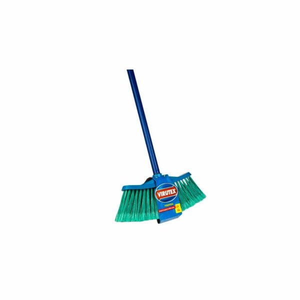 Blue broom with metal handle 