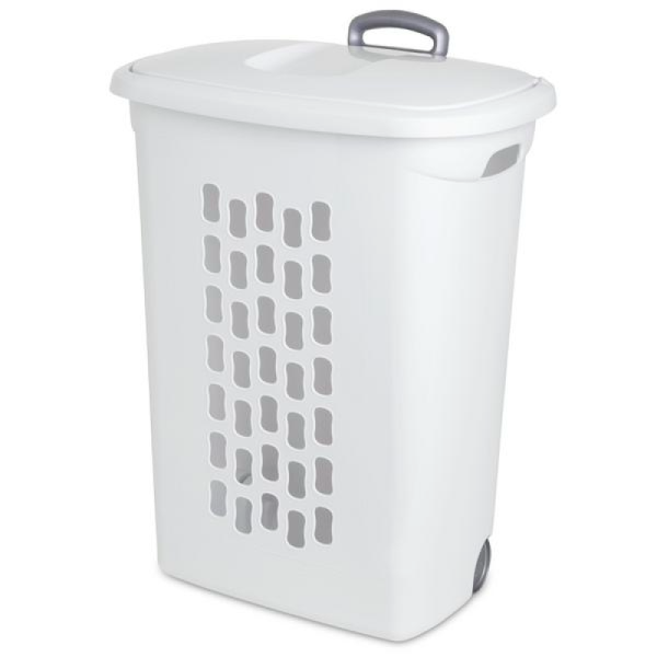 WHEELED HAMPER WHITE