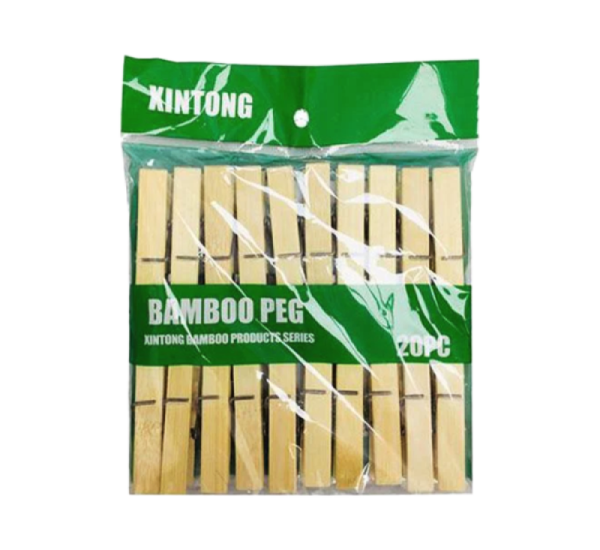 Bamboo Clothes Peg 6cm 20pc 