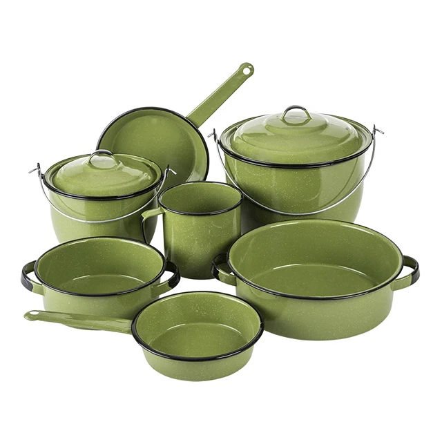 CINSA 9PC HUASTECA COOKWARE SET PEWTER GREEN