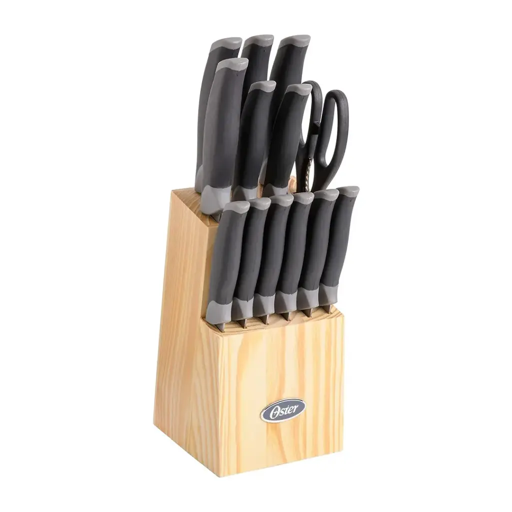 OSTER LINDBERGH 14PC SS KNIFE SET ON BLOCK, BLACK