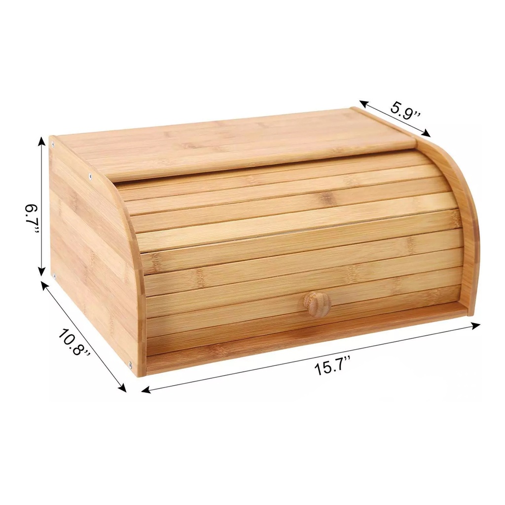 BREAD BOX W/DOOR BAMBOO 
