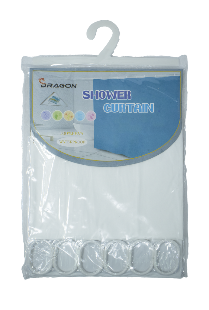 SHOWER CURTAIN PLASTIC WHITE 180x180CM