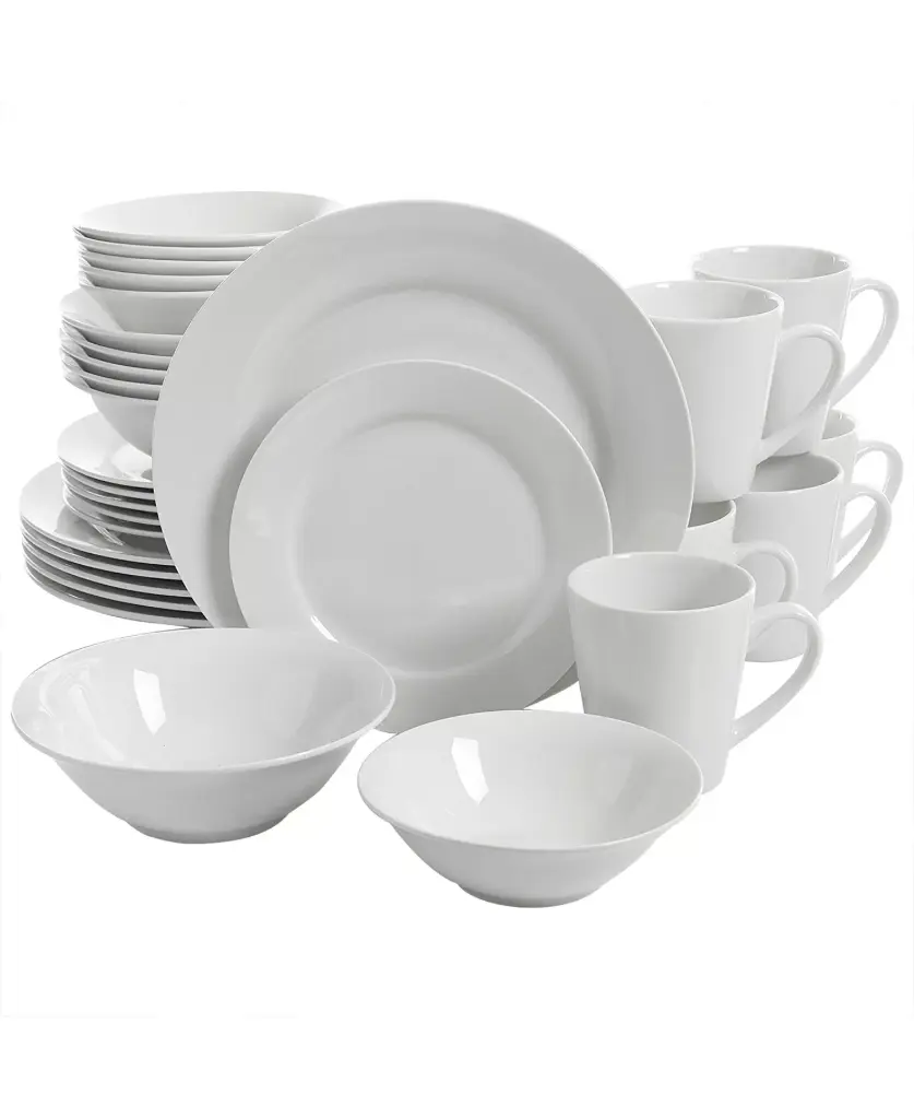 GIBSON NOBLE COURT 30PC DINNERWARE SET, WHITE