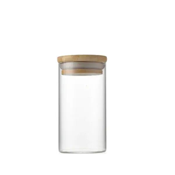 GLASS JAR W/ AIR TIGHT BAMBOO LID 10x20cm