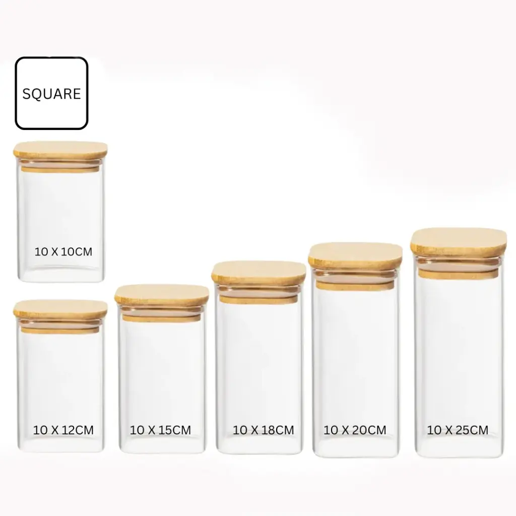 6 Piece Square Glass Storage Set