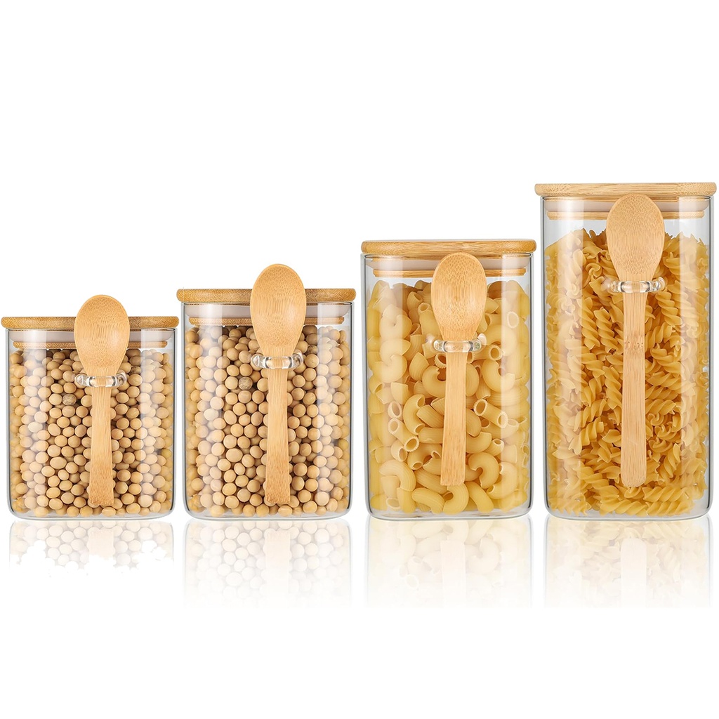 4pc Glass Jar With Spoon