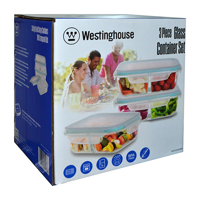 WESTINGHOUSE 3PC RECT GLASS CONTAINER SET