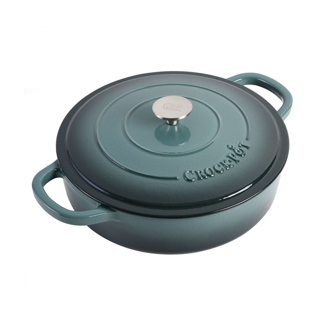 CROCKPOT ARTISAN 5QT CAST IRON DUTCH OVEN W-LID, TEAL