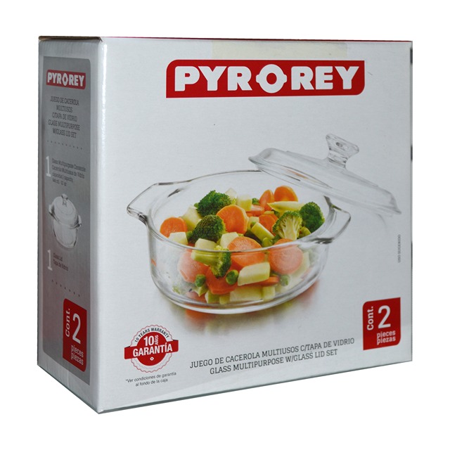 CRISA PYROREY 32OZ CASSEROLE DISH W-GLASS LID
