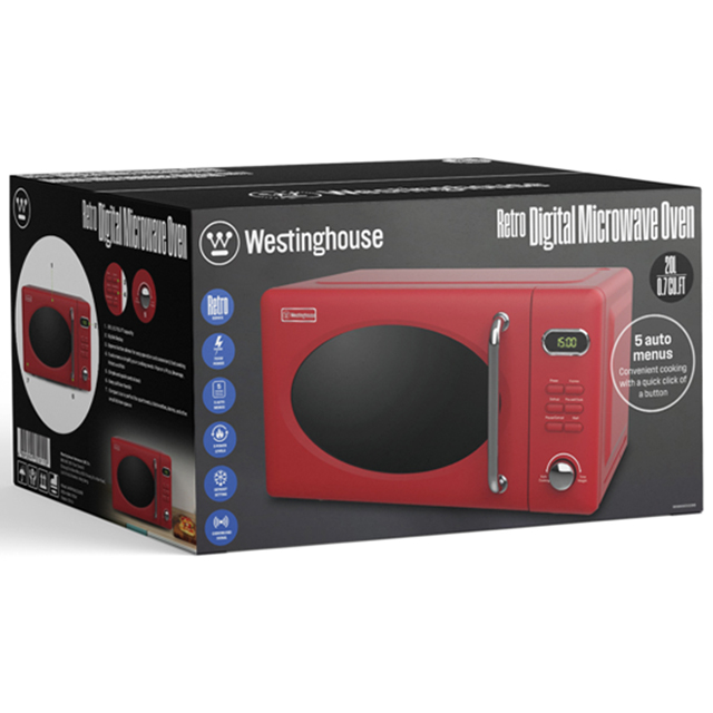 WESTINGHOUSE 0.7CUFT RETRO DIGITAL MICROWAVE RED