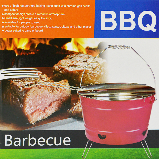 PORTABLE BBQ PIT BUCKET 10.5IN RED