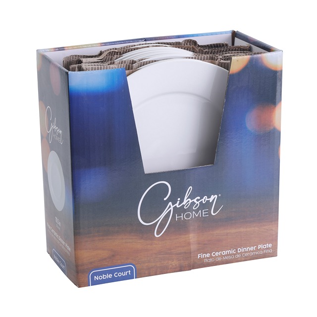 GIBSON NOBLE COURT 10.5 INCH DINNER PLATE WHITE 12 IN DISPLAY