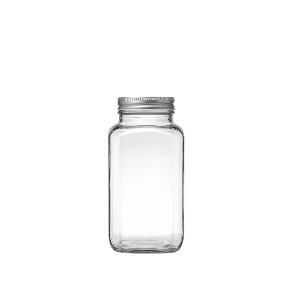 SQUARE BOTTLE WITH METAL LID 350ml