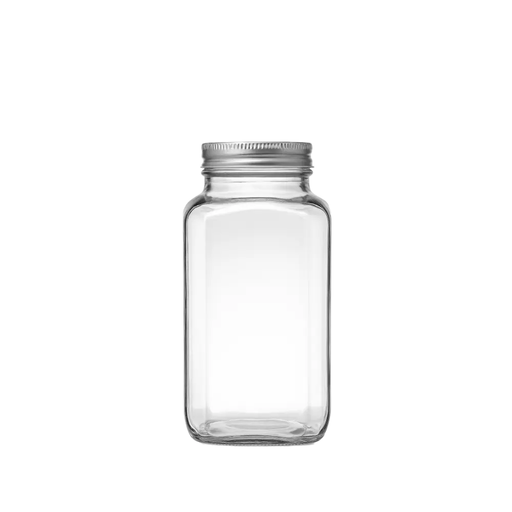 SQUARE BOTTLE WITH METAL LID 500ml