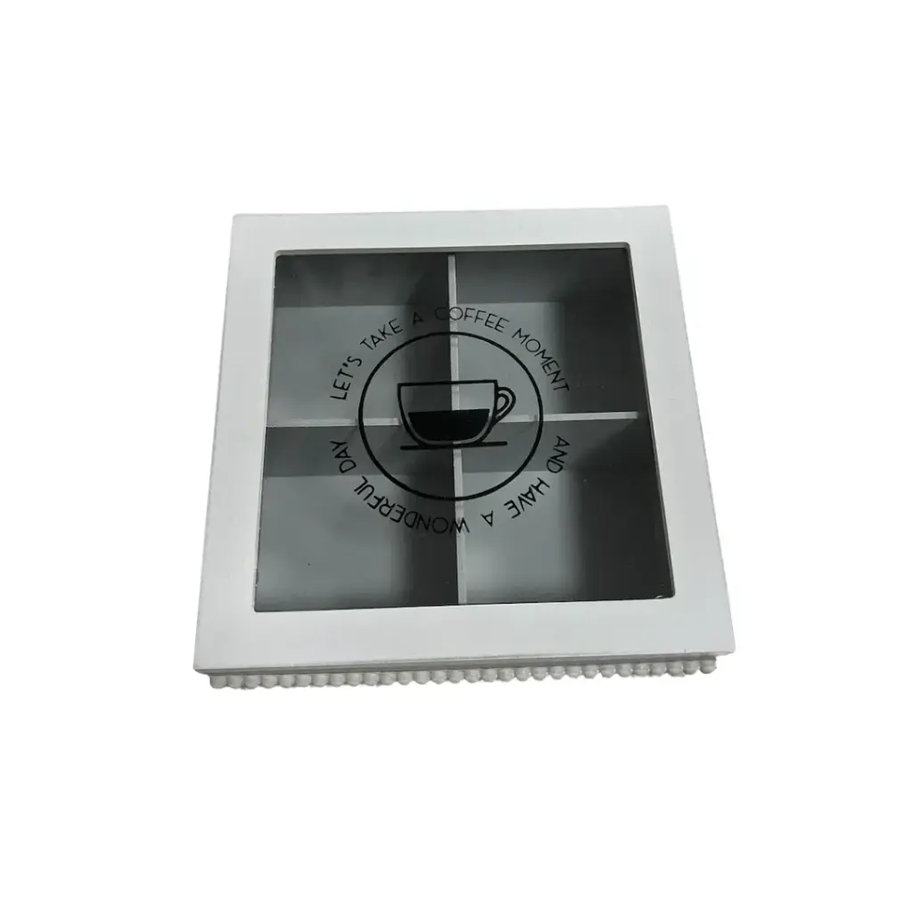 Wooden Tea Box 4 compartment grey