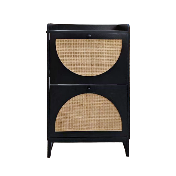 Black 2 Door  Shoe Cabinet