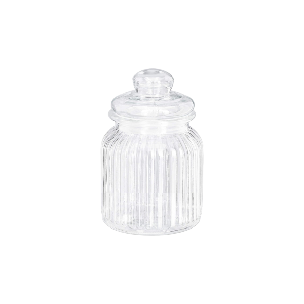 Glass Storage Jar 650ml Ribbed