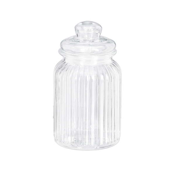 Glass Storage Jar 1000ml Ribbed