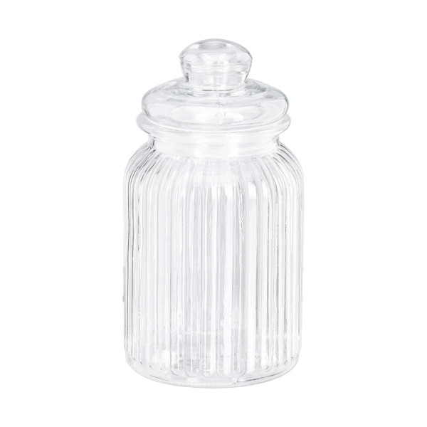 Glass Storage Jar 1500ml Ribbed