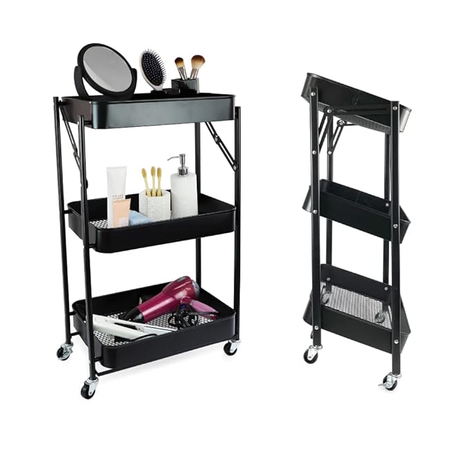 3 Tier Folding Metal Cart
