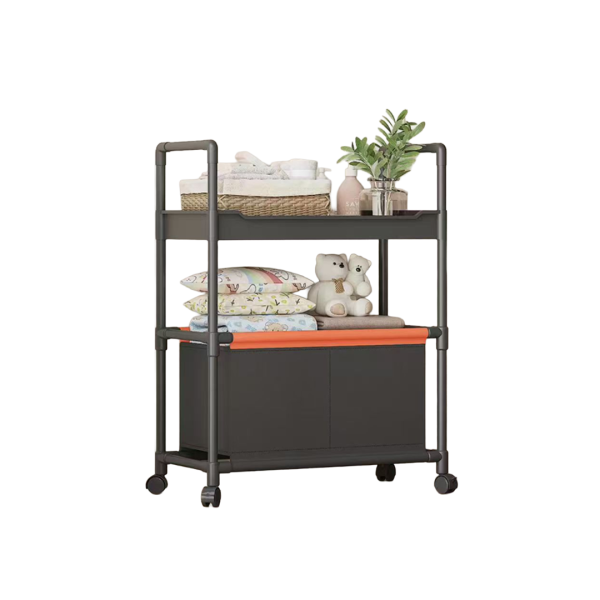 HAMPER WITH WHEEL 2 LAYER BLACK