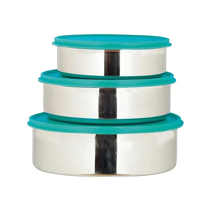 3pc Stainless Steel Round Container