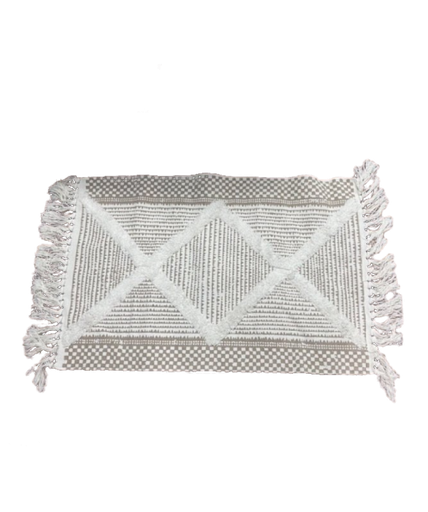 [110378] Mat fringed khaki 60x90