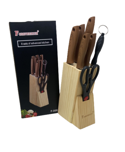 [253388] Knife Set Wooden Block 7pc