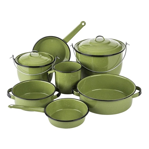 [305252] CINSA 9PC HUASTECA COOKWARE SET PEWTER GREEN