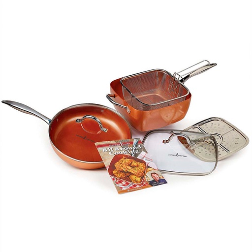 [H81549] NON STICK 7PC HEAVY DUTY COPPER COOKWARE SET ASST