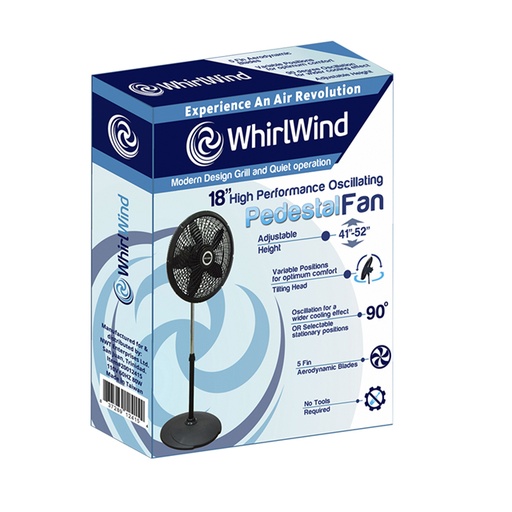 [20012415] WHIRLWIND 18" HIGH PERFORMANCE PEDESTAL FAN