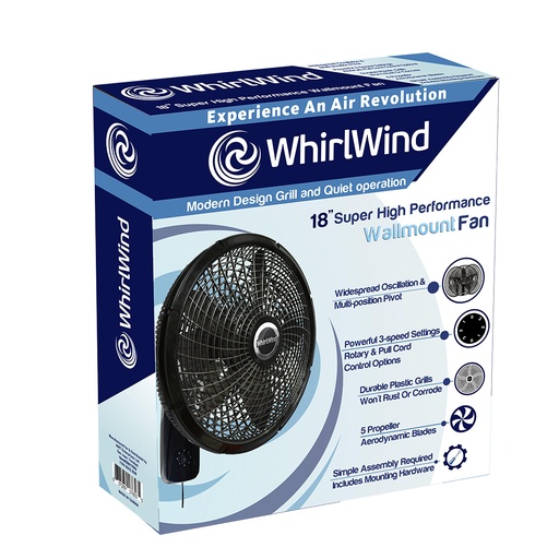 [20017653] WHIRLWIND 18" HIGH PERFORMANCE WALL FAN W/CORD