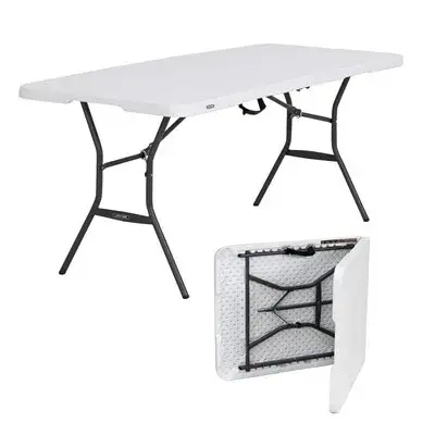 [12073] Lifetime 6 Ft. Light Commercial Fold-in-half Table with Handle