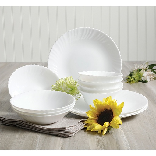 [12723212] GIBSON RADLEY 12PC DOUBLE BOWL DINNERWARE SET WHITE