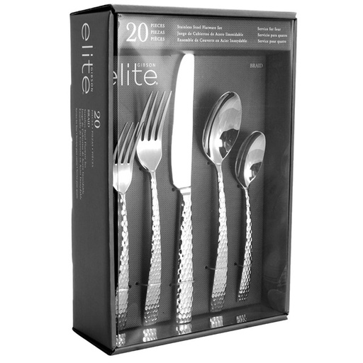 [942282] GIBSON BRAID 20PC SS FLATWARE SET