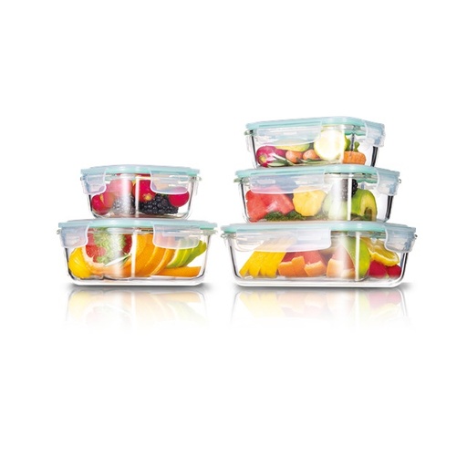 [WCF003210A] WESTINGHOUSE 5PC ASST GLASS STORAGE SET WITH CLEAR LIDS