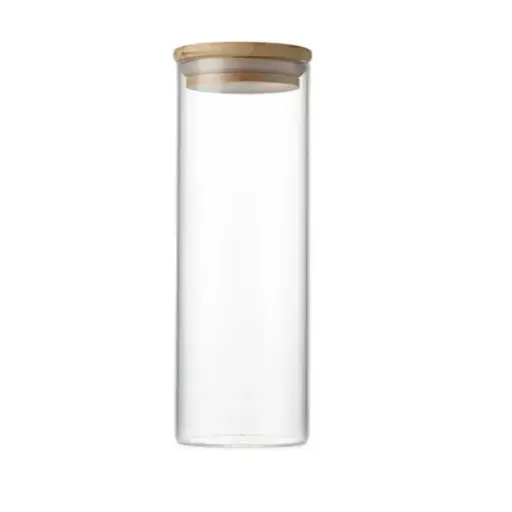 [253933] GLASS JAR W/ AIR TIGHT BAMBOO LID 10x30cm