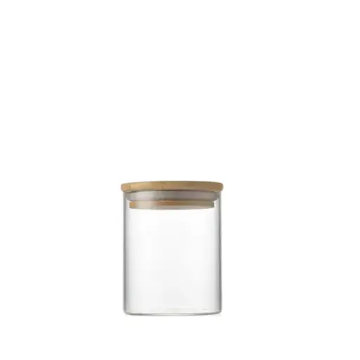 [253928] GLASS JAR W/ AIR TIGHT BAMBOO LID 10x10cm