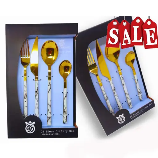 [253208] 24Pc Gold Cutlery Set
