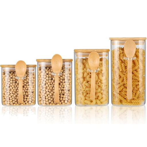 [348589] 4pc Glass Jar With Spoon