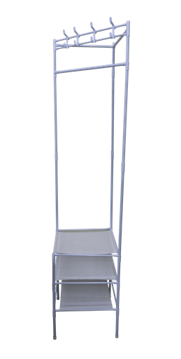 [253791] Corner Coat Rack White 3 Layers 188 x 40 x 40
