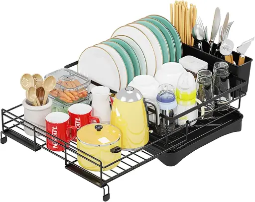 [254083] Dish rack with over sink veggie washing shelf