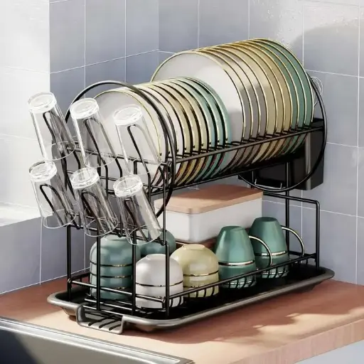 [254063] Two Tier Metal Dish Rack