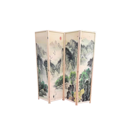 [254126] Bamboo Woven Room Divider Mountains