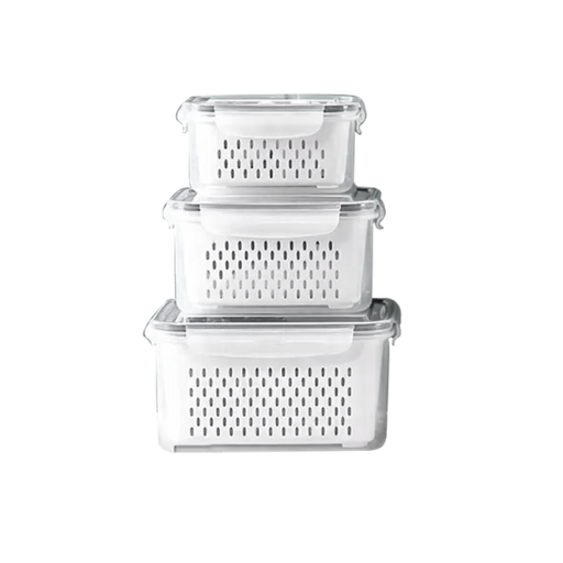 [500001] RECT. FOOD CONTAINER W STRAINER 3PCS SET