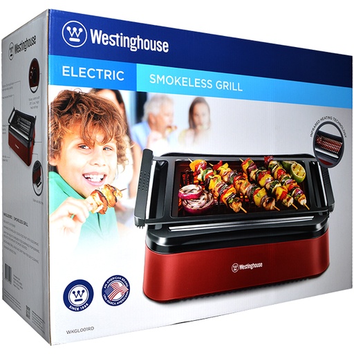 [WKGL001RD] WESTINGHOUSE 1650W SMOKELESS ALUMINUM GRILL RED