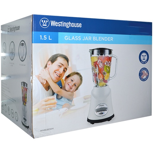 [WKBE80WH] WESTINGHOUSE 1.5L BLENDER W GLASS JAR WHITE 400W