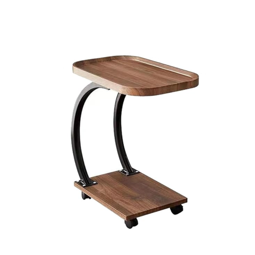 [254246] Side Table 2 Teir With Wheel Brown