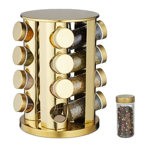 [KS180270] Golden 16pc Spice Rack